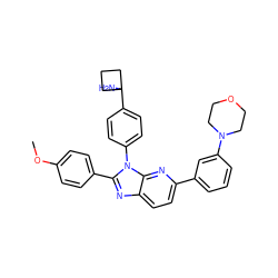COc1ccc(-c2nc3ccc(-c4cccc(N5CCOCC5)c4)nc3n2-c2ccc(C3(N)CCC3)cc2)cc1 ZINC000169705893