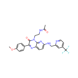 COc1ccc(-c2nc3ccc(NCc4cc(C(F)(F)F)ccn4)nc3n(CCNC(C)=O)c2=O)cc1 ZINC000040949732