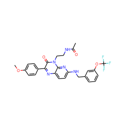 COc1ccc(-c2nc3ccc(NCc4cccc(OC(F)(F)F)c4)nc3n(CCNC(C)=O)c2=O)cc1 ZINC000049881396