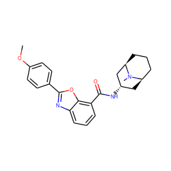 COc1ccc(-c2nc3cccc(C(=O)N[C@H]4C[C@@H]5CCC[C@H](C4)N5C)c3o2)cc1 ZINC000103264131