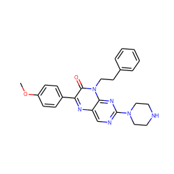 COc1ccc(-c2nc3cnc(N4CCNCC4)nc3n(CCc3ccccc3)c2=O)cc1 ZINC000004238428