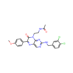 COc1ccc(-c2nc3cnc(NCc4ccc(Cl)c(Cl)c4)nc3n(CCNC(C)=O)c2=O)cc1 ZINC000040954911