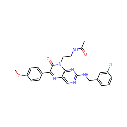 COc1ccc(-c2nc3cnc(NCc4cccc(Cl)c4)nc3n(CCNC(C)=O)c2=O)cc1 ZINC000040955198