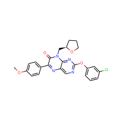 COc1ccc(-c2nc3cnc(Oc4cccc(Cl)c4)nc3n(C[C@H]3CCCO3)c2=O)cc1 ZINC000004238704