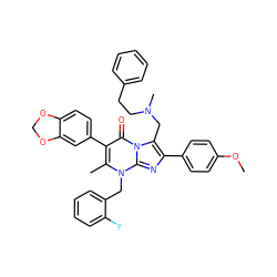 COc1ccc(-c2nc3n(Cc4ccccc4F)c(C)c(-c4ccc5c(c4)OCO5)c(=O)n3c2CN(C)CCc2ccccc2)cc1 ZINC000026268681