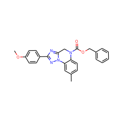 COc1ccc(-c2nc3n(n2)-c2cc(C)ccc2N(C(=O)OCc2ccccc2)C3)cc1 ZINC000299824881