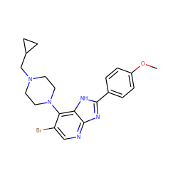 COc1ccc(-c2nc3ncc(Br)c(N4CCN(CC5CC5)CC4)c3[nH]2)cc1 ZINC000049034968