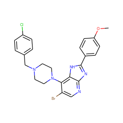 COc1ccc(-c2nc3ncc(Br)c(N4CCN(Cc5ccc(Cl)cc5)CC4)c3[nH]2)cc1 ZINC000049046726