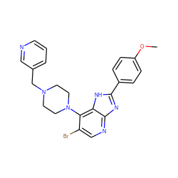 COc1ccc(-c2nc3ncc(Br)c(N4CCN(Cc5cccnc5)CC4)c3[nH]2)cc1 ZINC000049036807