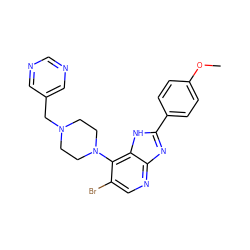 COc1ccc(-c2nc3ncc(Br)c(N4CCN(Cc5cncnc5)CC4)c3[nH]2)cc1 ZINC000049037491