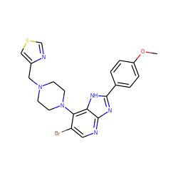 COc1ccc(-c2nc3ncc(Br)c(N4CCN(Cc5cscn5)CC4)c3[nH]2)cc1 ZINC000049034567