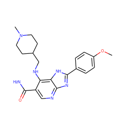 COc1ccc(-c2nc3ncc(C(N)=O)c(NCC4CCN(C)CC4)c3[nH]2)cc1 ZINC000653795827