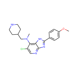 COc1ccc(-c2nc3ncc(Cl)c(N(C)CC4CCNCC4)c3[nH]2)cc1 ZINC000653803304