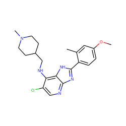 COc1ccc(-c2nc3ncc(Cl)c(NCC4CCN(C)CC4)c3[nH]2)c(C)c1 ZINC000653799630