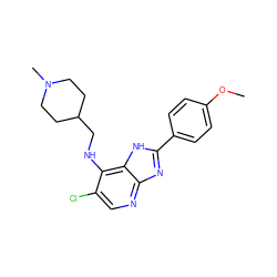 COc1ccc(-c2nc3ncc(Cl)c(NCC4CCN(C)CC4)c3[nH]2)cc1 ZINC000653781764