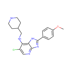 COc1ccc(-c2nc3ncc(Cl)c(NCC4CCNCC4)c3[nH]2)cc1 ZINC000653803336