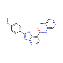 COc1ccc(-c2nc3nccc(C(=O)Nc4cnccc4C)c3[nH]2)cc1 ZINC000084670338