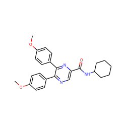 COc1ccc(-c2ncc(C(=O)NC3CCCCC3)nc2-c2ccc(OC)cc2)cc1 ZINC000028648892