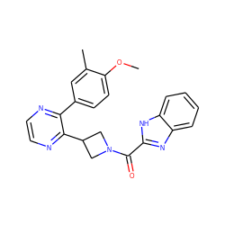 COc1ccc(-c2nccnc2C2CN(C(=O)c3nc4ccccc4[nH]3)C2)cc1C ZINC000145067052