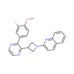 COc1ccc(-c2nccnc2C2CN(c3ccc4ccccc4n3)C2)cc1F ZINC000140121454