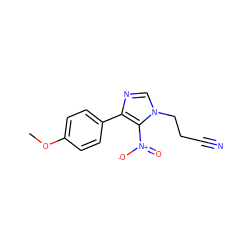 COc1ccc(-c2ncn(CCC#N)c2[N+](=O)[O-])cc1 ZINC000002066626