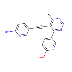 COc1ccc(-c2ncnc(C)c2C#Cc2ccc(N)nc2)cn1 ZINC000148709094