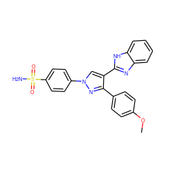 COc1ccc(-c2nn(-c3ccc(S(N)(=O)=O)cc3)cc2-c2nc3ccccc3[nH]2)cc1 ZINC000653827954