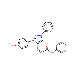 COc1ccc(-c2nn(-c3ccccc3)cc2/C=C\C(=O)Nc2ccccc2)cc1 ZINC000084758870