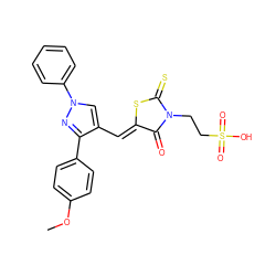 COc1ccc(-c2nn(-c3ccccc3)cc2/C=C2\SC(=S)N(CCS(=O)(=O)O)C2=O)cc1 ZINC000012274914