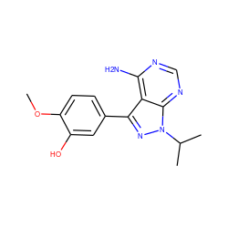 COc1ccc(-c2nn(C(C)C)c3ncnc(N)c23)cc1O ZINC000008581958