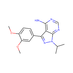 COc1ccc(-c2nn(C(C)C)c3ncnc(N)c23)cc1OC ZINC000008581969
