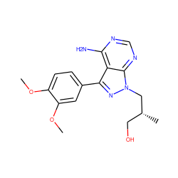 COc1ccc(-c2nn(C[C@H](C)CO)c3ncnc(N)c23)cc1OC ZINC000008581972