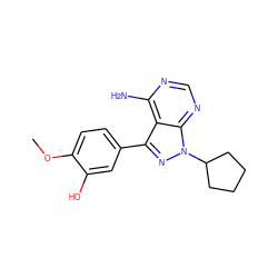 COc1ccc(-c2nn(C3CCCC3)c3ncnc(N)c23)cc1O ZINC000008581959