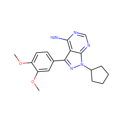 COc1ccc(-c2nn(C3CCCC3)c3ncnc(N)c23)cc1OC ZINC000008581974