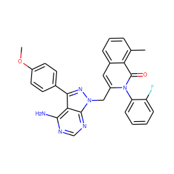 COc1ccc(-c2nn(Cc3cc4cccc(C)c4c(=O)n3-c3ccccc3F)c3ncnc(N)c23)cc1 ZINC001772655773