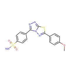 COc1ccc(-c2nn3c(-c4ccc(S(N)(=O)=O)cc4)nnc3s2)cc1 ZINC000103269641