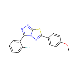 COc1ccc(-c2nn3c(-c4ccccc4F)nnc3s2)cc1 ZINC000004855623