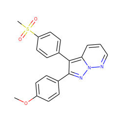 COc1ccc(-c2nn3ncccc3c2-c2ccc(S(C)(=O)=O)cc2)cc1 ZINC000028377312