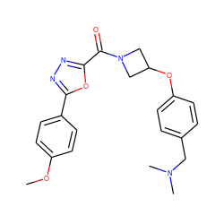 COc1ccc(-c2nnc(C(=O)N3CC(Oc4ccc(CN(C)C)cc4)C3)o2)cc1 ZINC000113568360