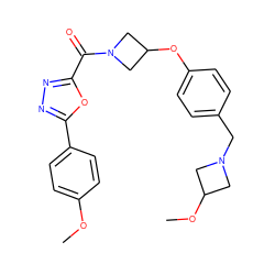 COc1ccc(-c2nnc(C(=O)N3CC(Oc4ccc(CN5CC(OC)C5)cc4)C3)o2)cc1 ZINC000113567411