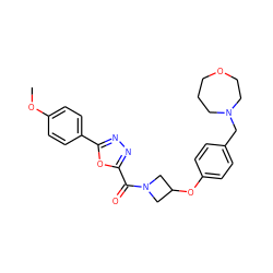 COc1ccc(-c2nnc(C(=O)N3CC(Oc4ccc(CN5CCCOCC5)cc4)C3)o2)cc1 ZINC000653739200