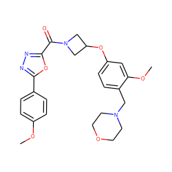 COc1ccc(-c2nnc(C(=O)N3CC(Oc4ccc(CN5CCOCC5)c(OC)c4)C3)o2)cc1 ZINC000113566356