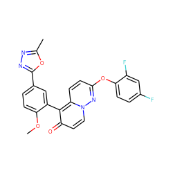 COc1ccc(-c2nnc(C)o2)cc1-c1c(=O)ccn2nc(Oc3ccc(F)cc3F)ccc12 ZINC000084740653