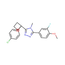 COc1ccc(-c2nnc(C3(c4ccc(Cl)cc4)CCC3)n2C)cc1F ZINC000038933281
