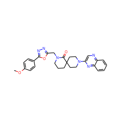 COc1ccc(-c2nnc(CN3CCCC4(CCN(c5cnc6ccccc6n5)CC4)C3=O)o2)cc1 ZINC000096173069