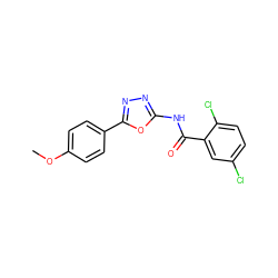 COc1ccc(-c2nnc(NC(=O)c3cc(Cl)ccc3Cl)o2)cc1 ZINC000004276078