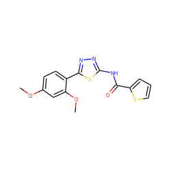 COc1ccc(-c2nnc(NC(=O)c3cccs3)s2)c(OC)c1 ZINC000001516570