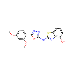 COc1ccc(-c2nnc(Nc3nc4c(OC)cccc4s3)o2)c(OC)c1 ZINC000004111480