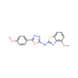 COc1ccc(-c2nnc(Nc3nc4c(OC)cccc4s3)o2)cc1 ZINC000004119217