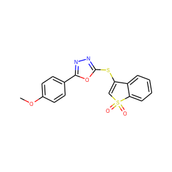 COc1ccc(-c2nnc(SC3=CS(=O)(=O)c4ccccc43)o2)cc1 ZINC000010489595